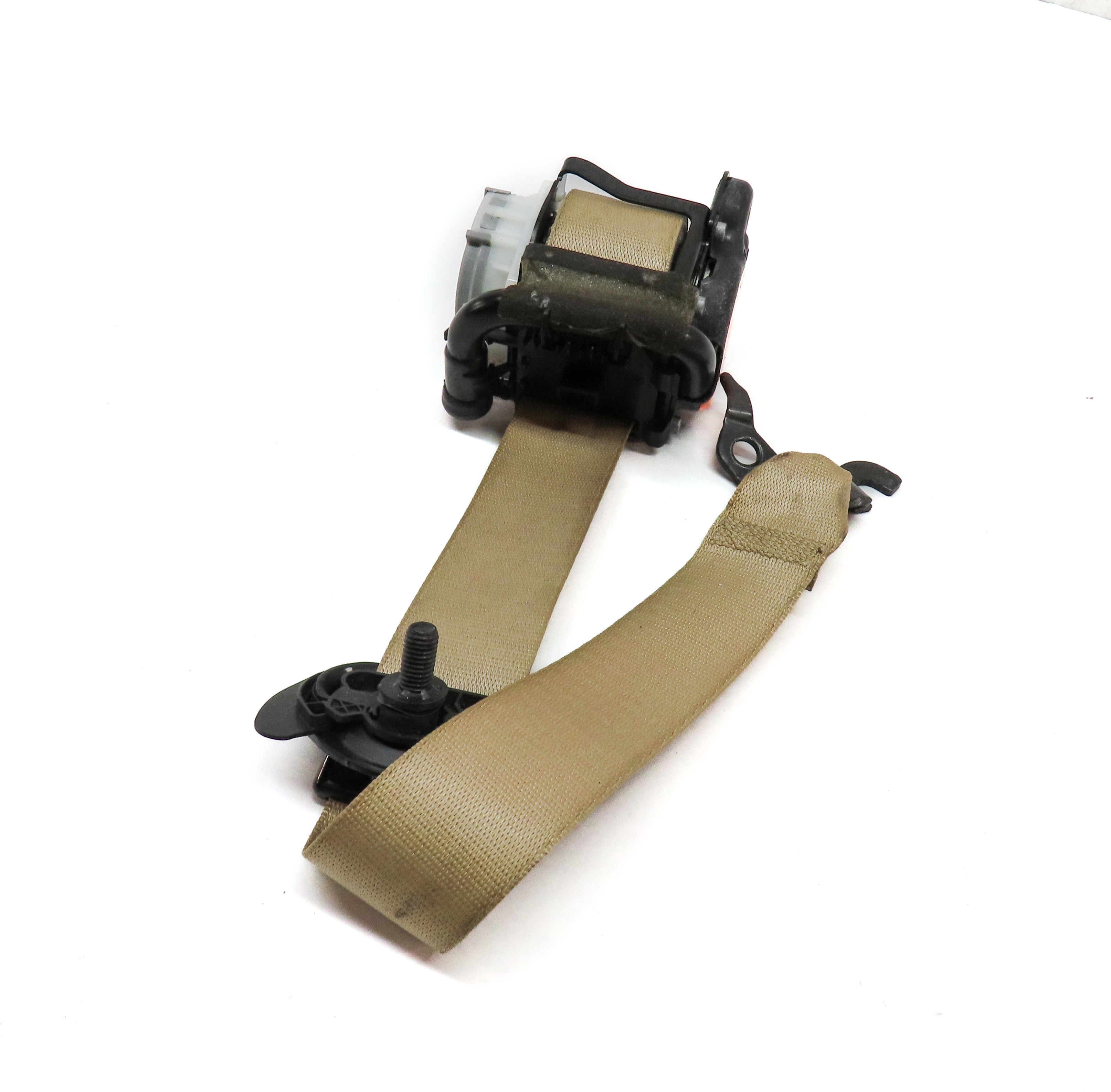 11-18 BMW X3 X4 (F25 F26) FRONT LEFT DRIVER SEATBELT BUCKLE RETRACTOR (BEIGE) — exact item pictured